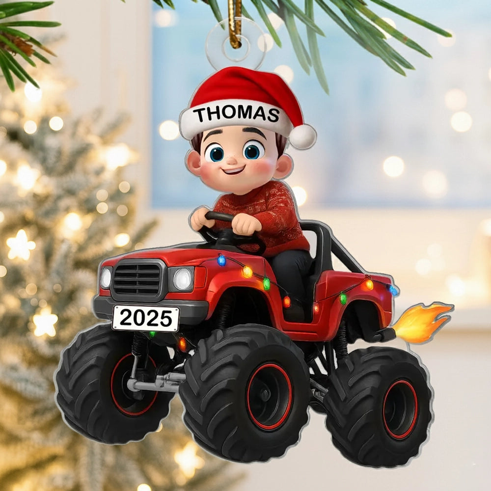 Personalized Monster Truck Christmas Ornament for Kids - Holiday Keepsake 2025 Ornament MagicInPrints