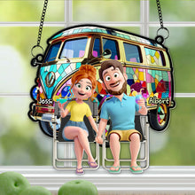 Load image into Gallery viewer, Love on the Road: Couple With Colorful Motorized RV Suncatcher - Personalized Gift for Couples Ornament MagicInPrints

