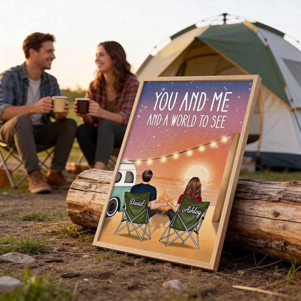 Personalized Couple Camping Poster for Romantic Travelers - Anniversary Gift Poster or Canvas MagicInPrints