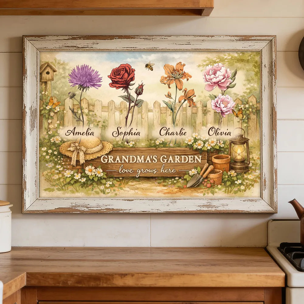 Personalized Grandma's Garden Canvas Art for Family - Sentimental Home Decor Poster or Canvas MagicInPrints