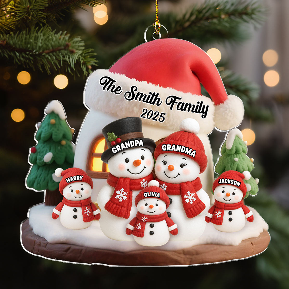 Personalized Family Snowman Christmas Ornament for Grandparents - Holiday Keepsake 2025 Ornament MagicInPrints