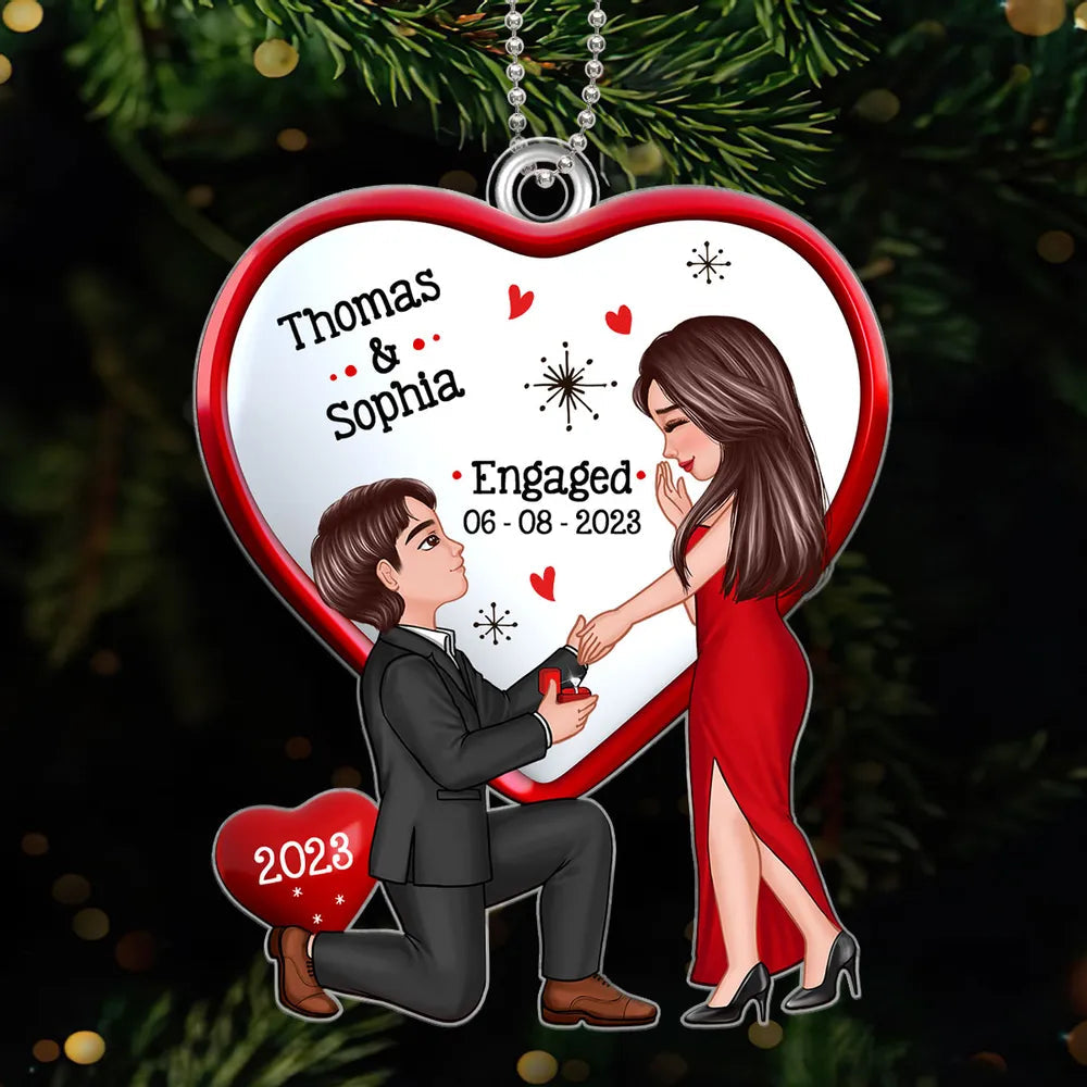 Personalized Engagement Ornament for Couples - Romantic Keepsake Gift Ornament MagicInPrints