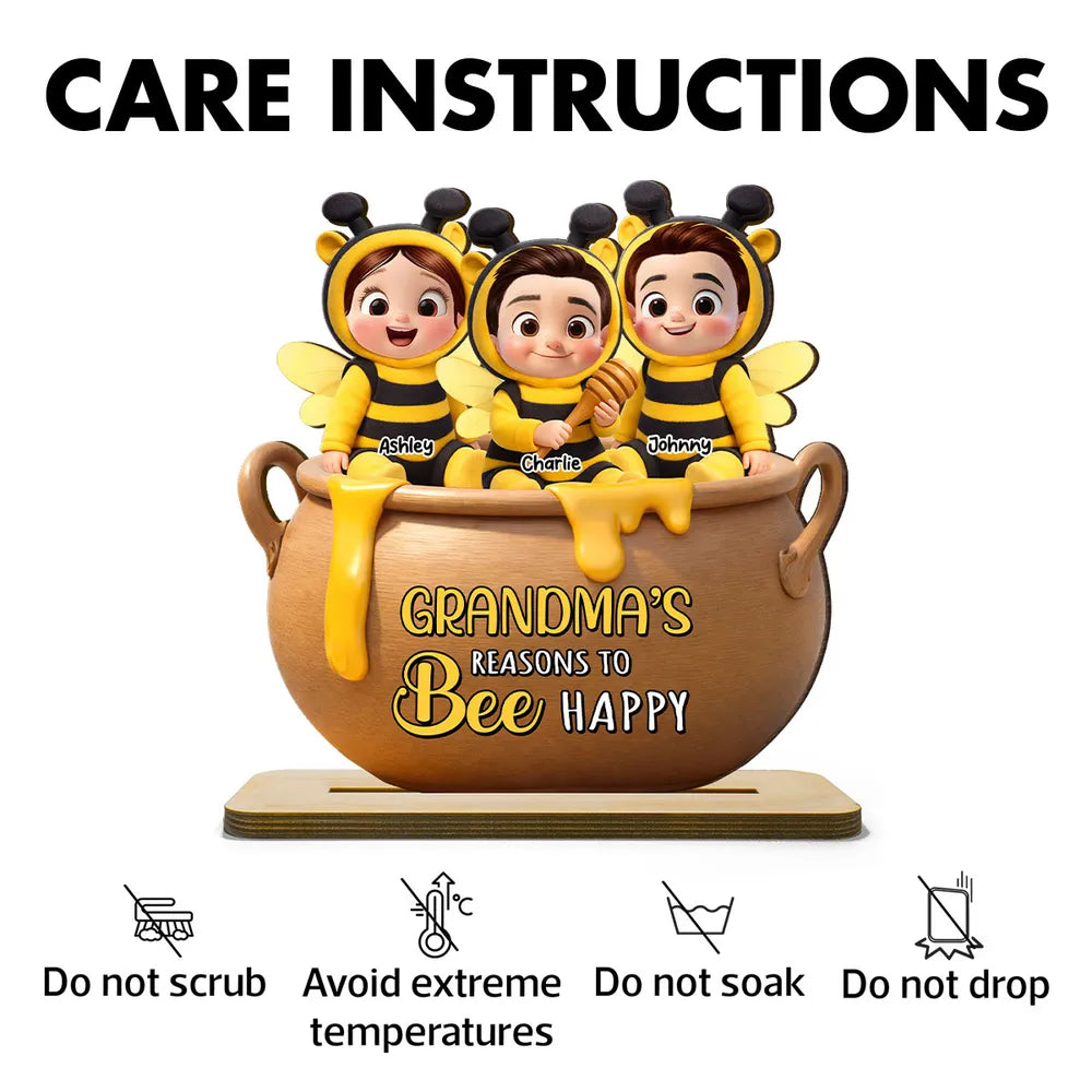 Customizable Bee-Themed Figurine for Grandparents - Personalized Family Gift Plaque MagicInPrints