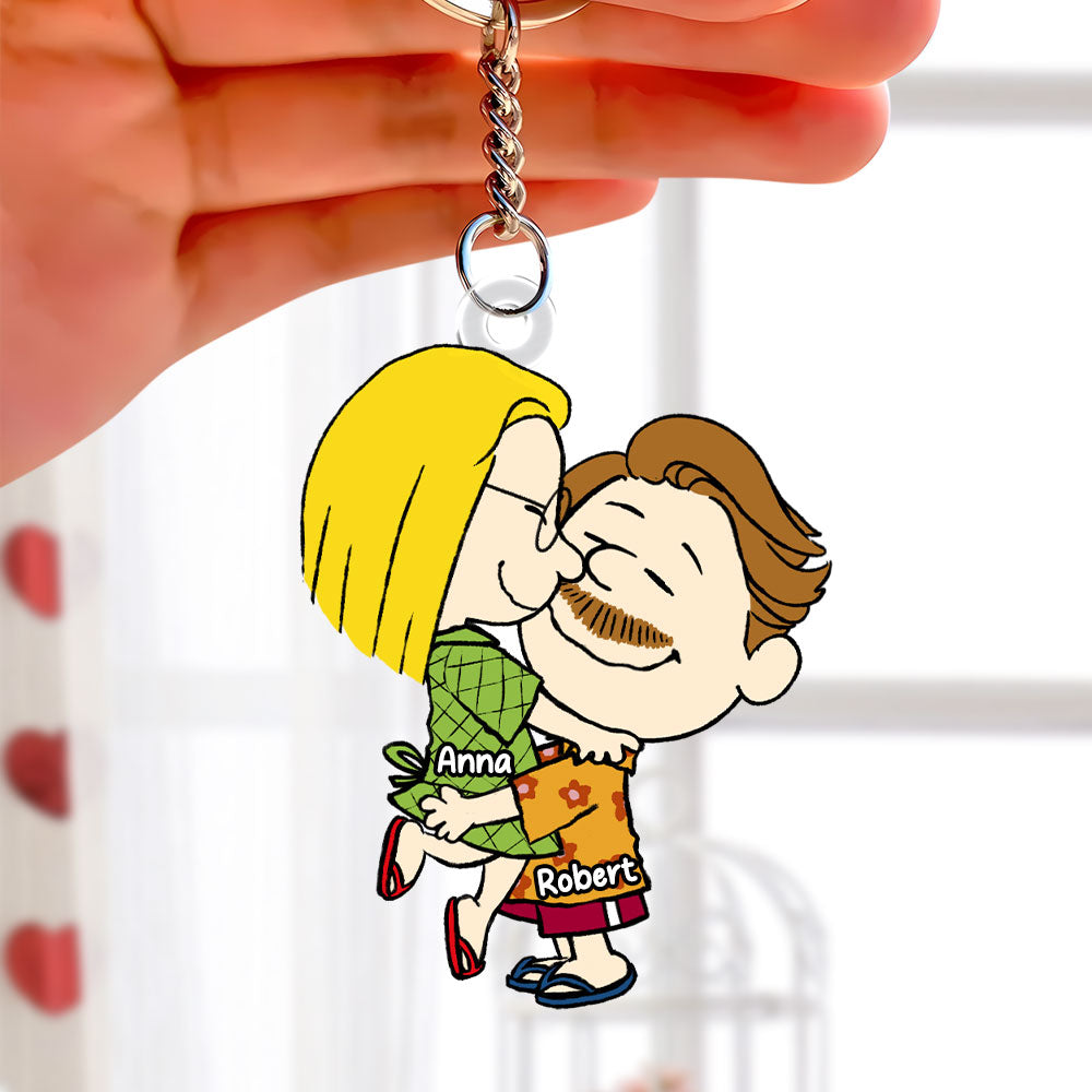 Personalized Kissing Couple Keychain | Unique Valentine's Day Gifts for Couples Keychains PopCulturePrints