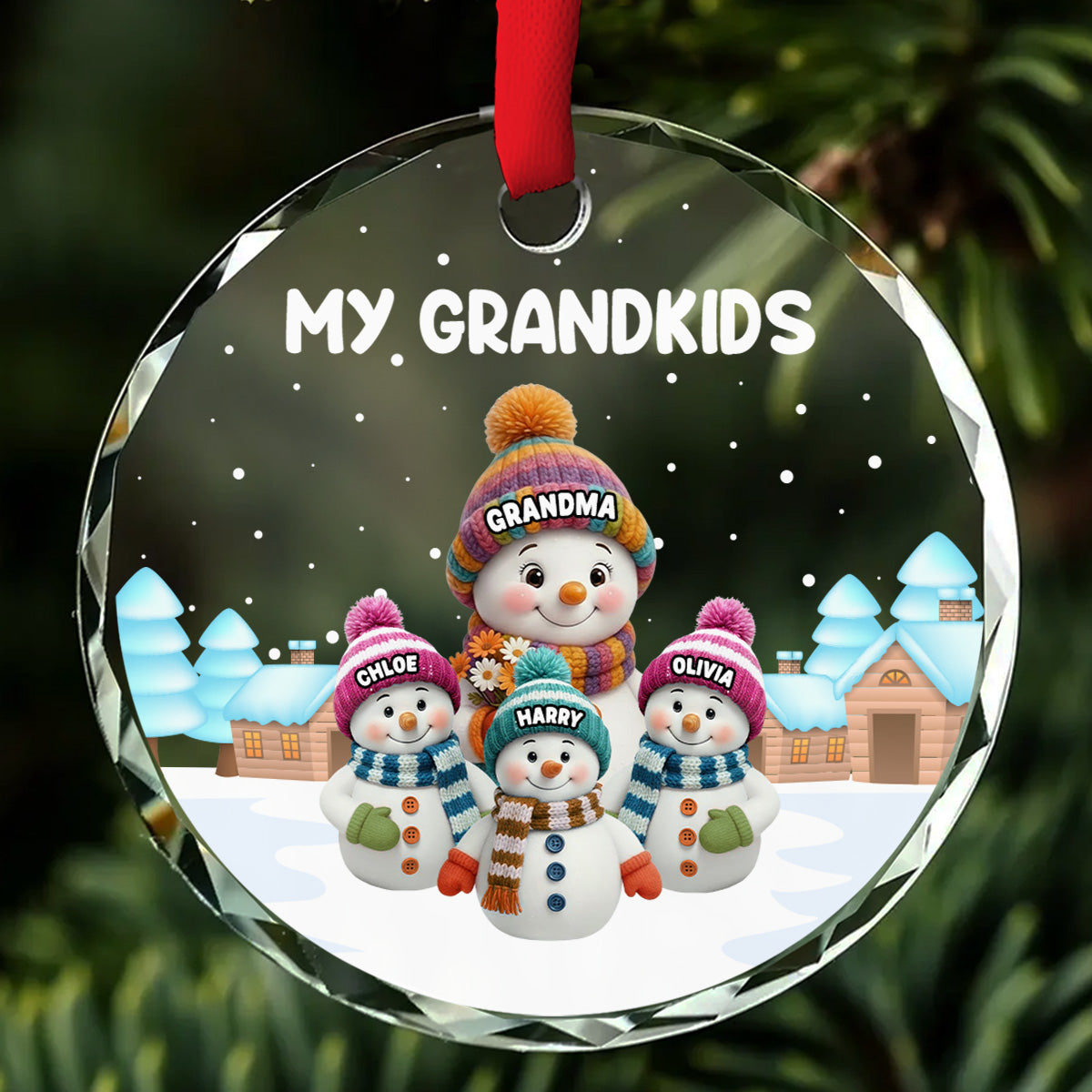 Personalized Snowman Family Ornament for Grandparents - Christmas Decoration Ornament MagicInPrints