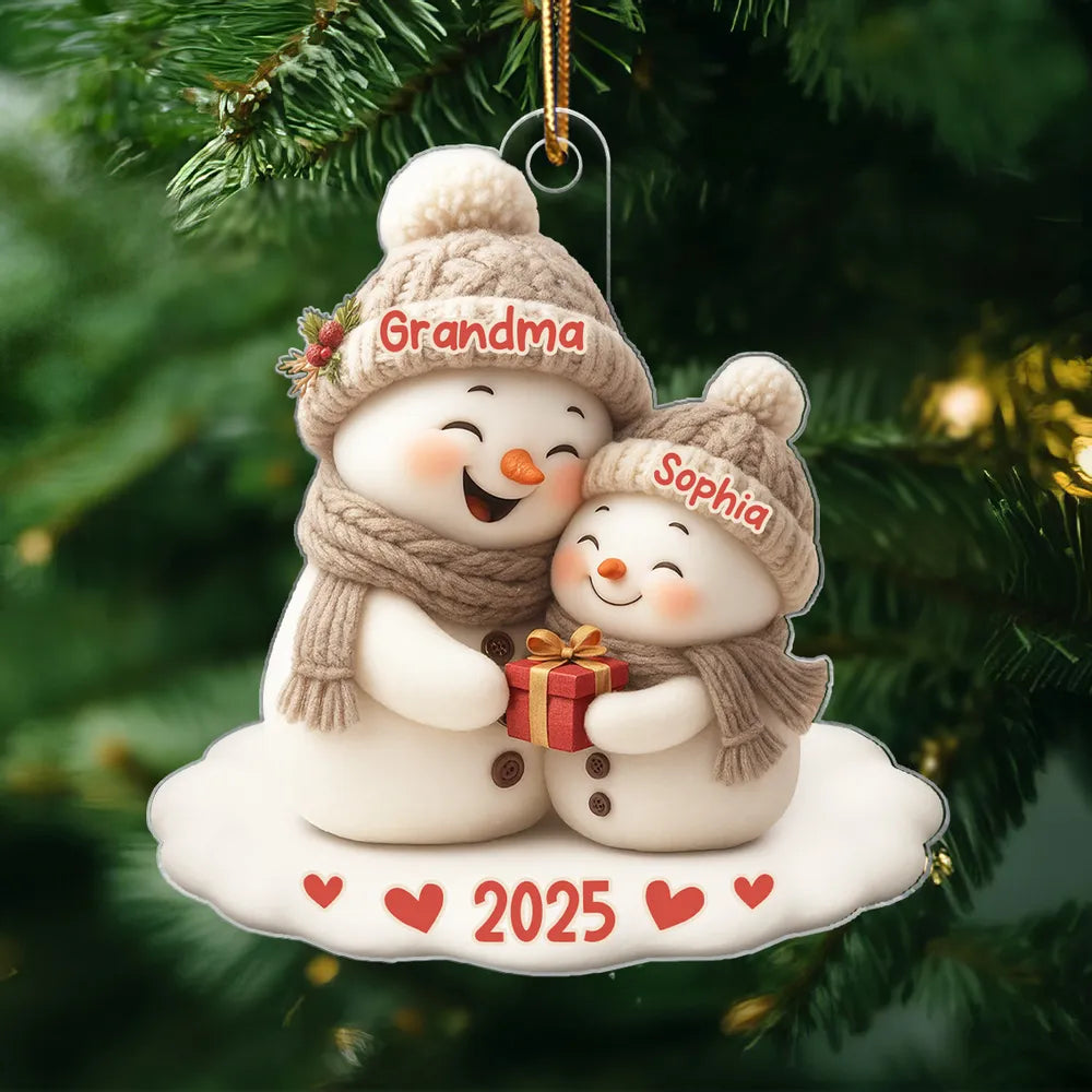 Personalized Snowman Ornament for Grandma and Child - Christmas 2025 Ornament MagicInPrints