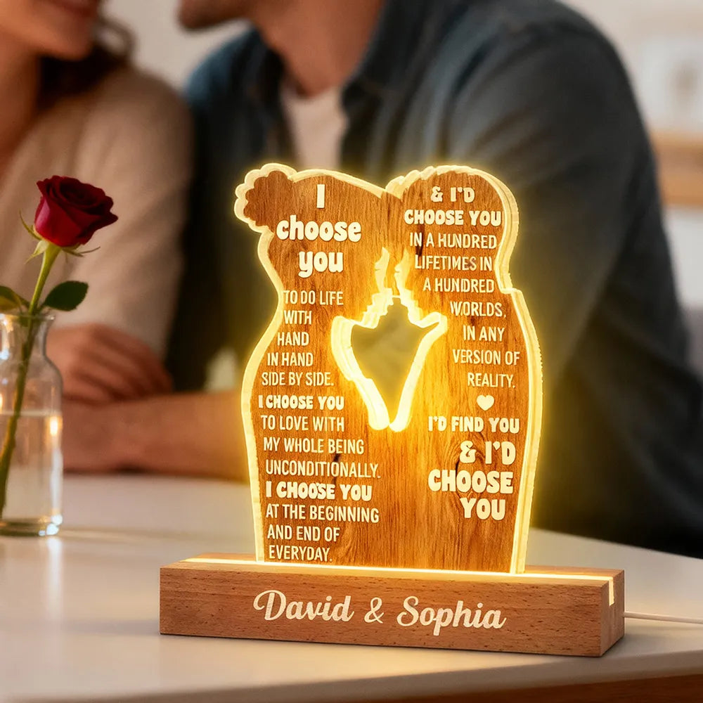 Personalized LED Night Light for Couples with Love Quote - Romantic Gift Plaque MagicInPrints
