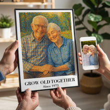 Load image into Gallery viewer, “Grow Old Together” - Personalized Pointillism Art Couple Poster - Custom Gift for Anniversary, Weddings, and Special Occasions Poster &amp; Canvas MagicInPrints
