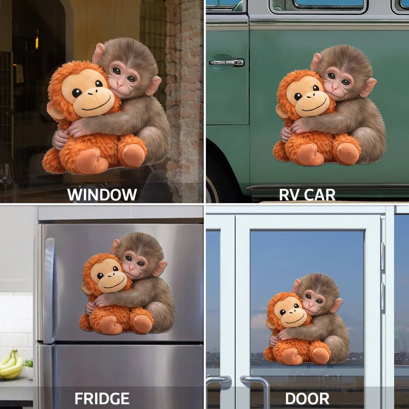 Cute Monkey and Baby Animal Car Sticker for Kids - Fun Decoration Sticker MagicInPrints