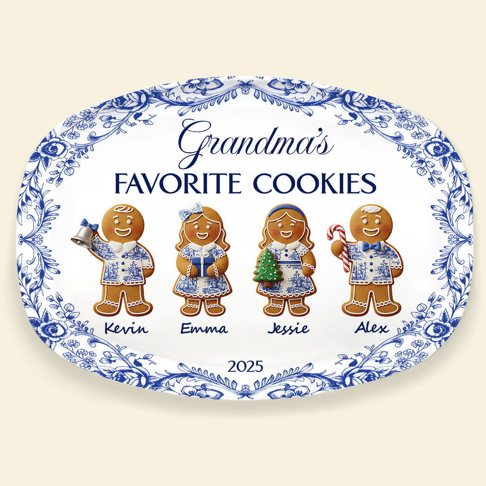 Grandma's Favorite Cookies - Personalized Christmas Gift Plate Plates PopCulturePrints
