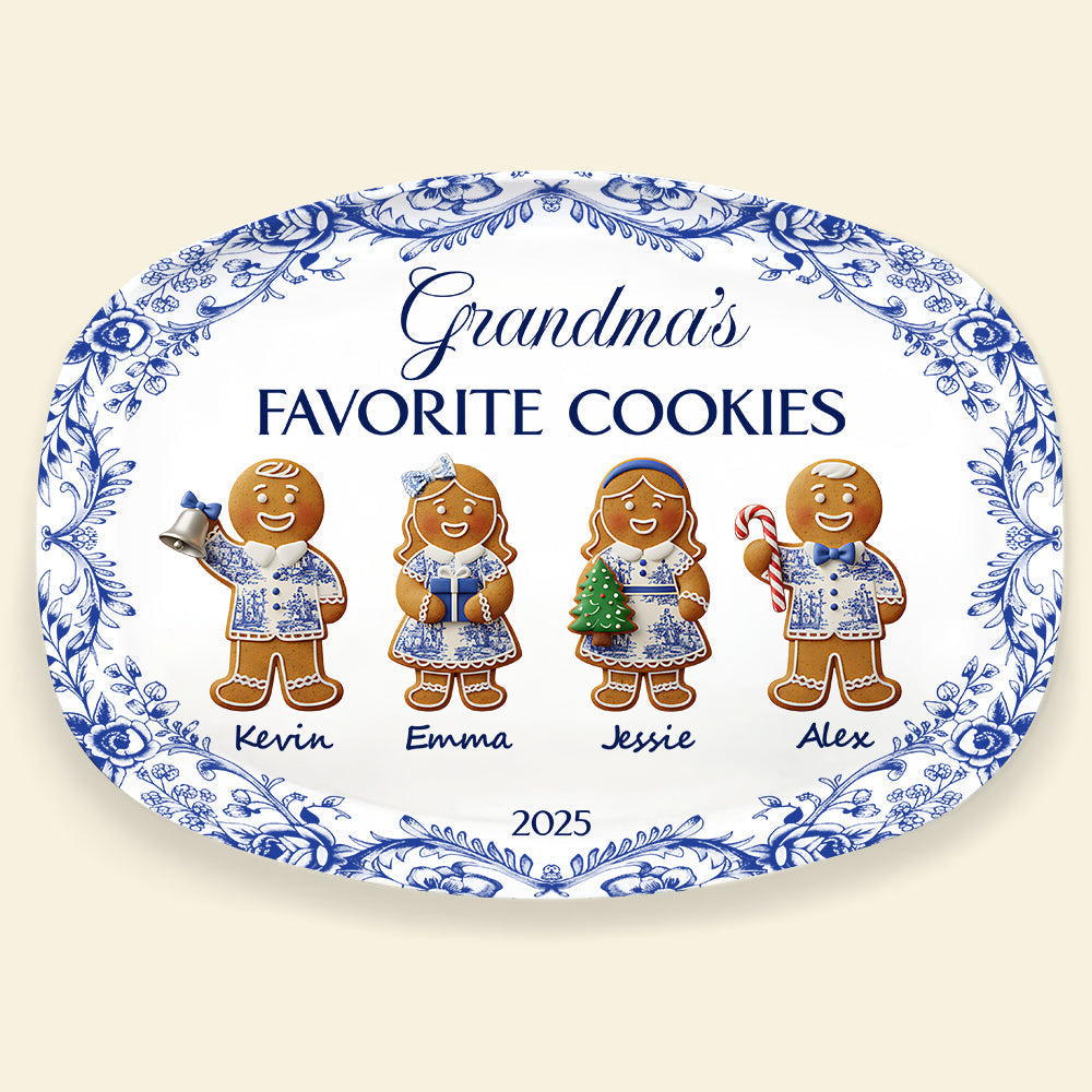 Grandma's Cookies - Personalized Christmas Gifts - Toile De Jouy Blue Floral Plate Plates MagicInPrints