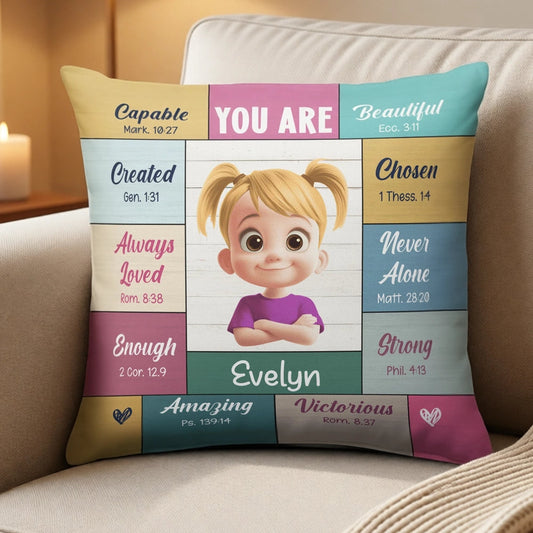 Personalized Inspirational Kids Pillow for Girls - Encouraging Christian Quotes Pillow MagicInPrints