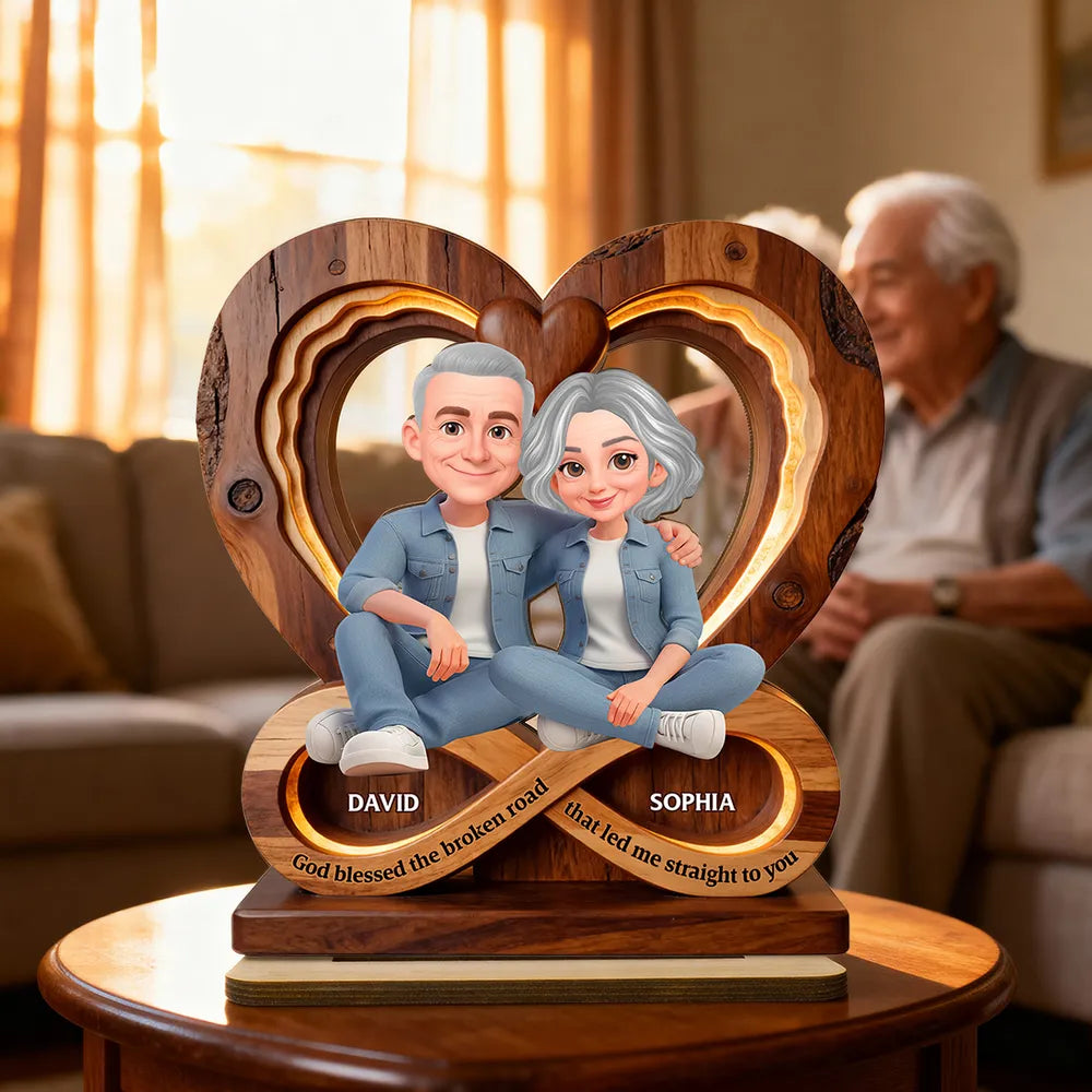 Personalized Wooden Heart Sculpture for Couples - Anniversary Gift Plaque MagicInPrints