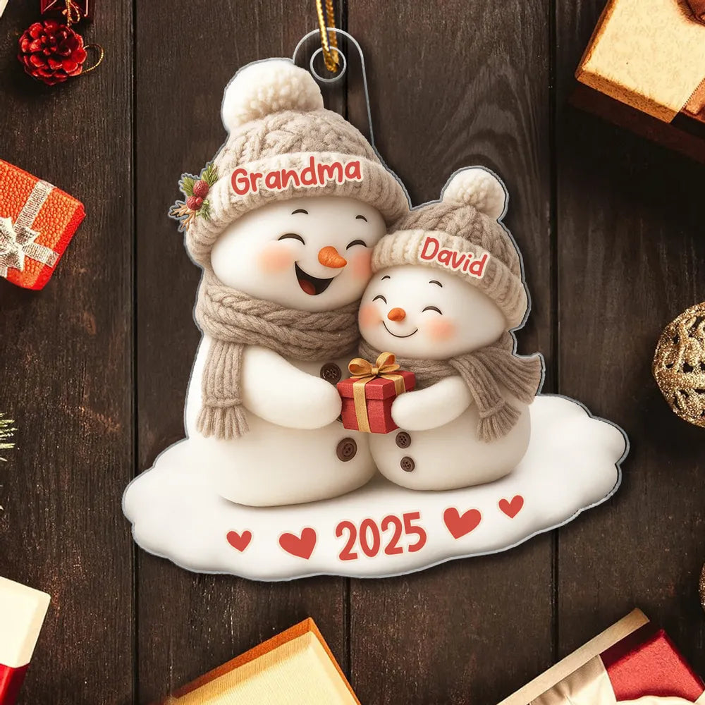 Personalized Snowman Ornament for Grandma and Child - Christmas 2025 Ornament MagicInPrints