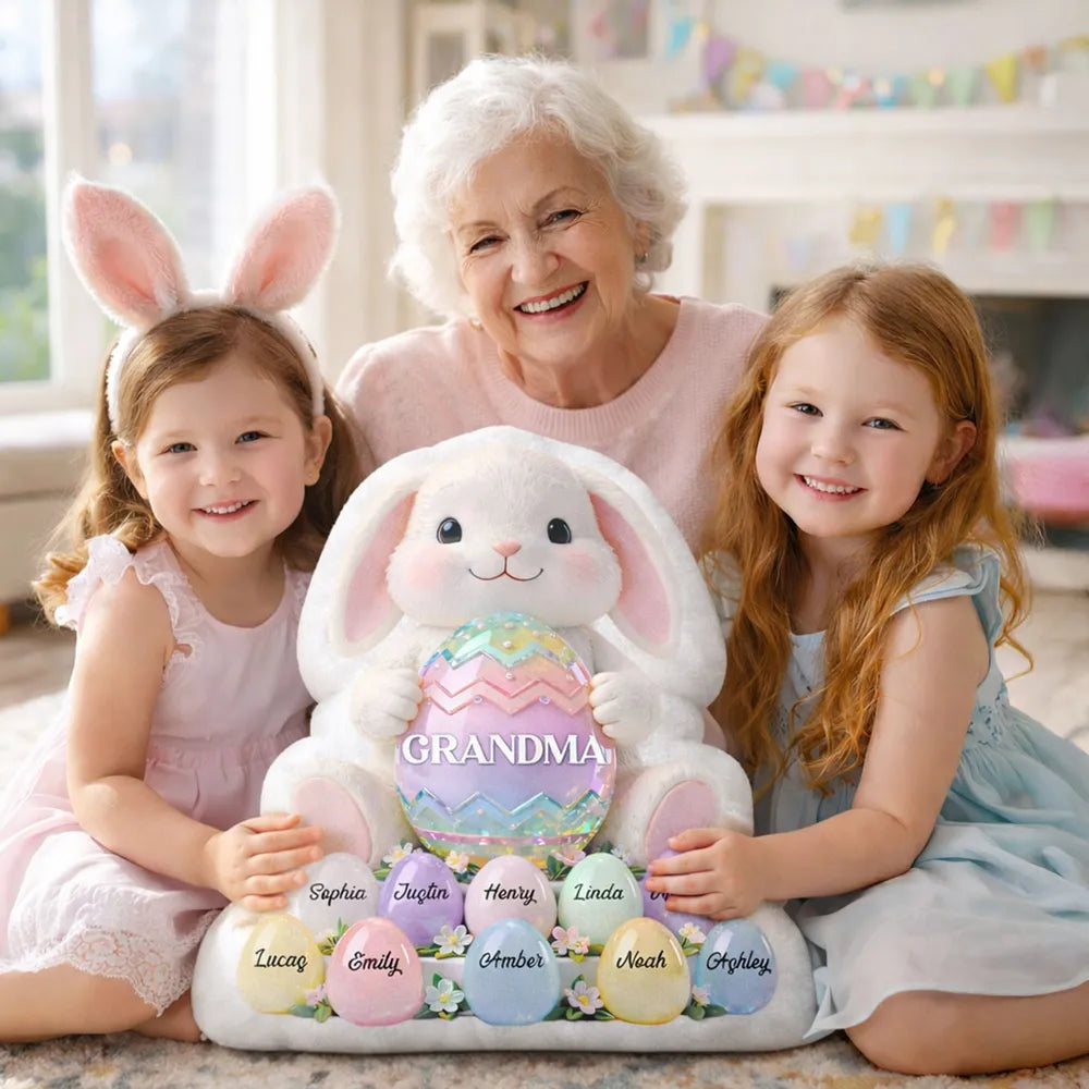 Personalized Easter Bunny Cushion for Grandma - Custom Names Gift Pillow MagicInPrints