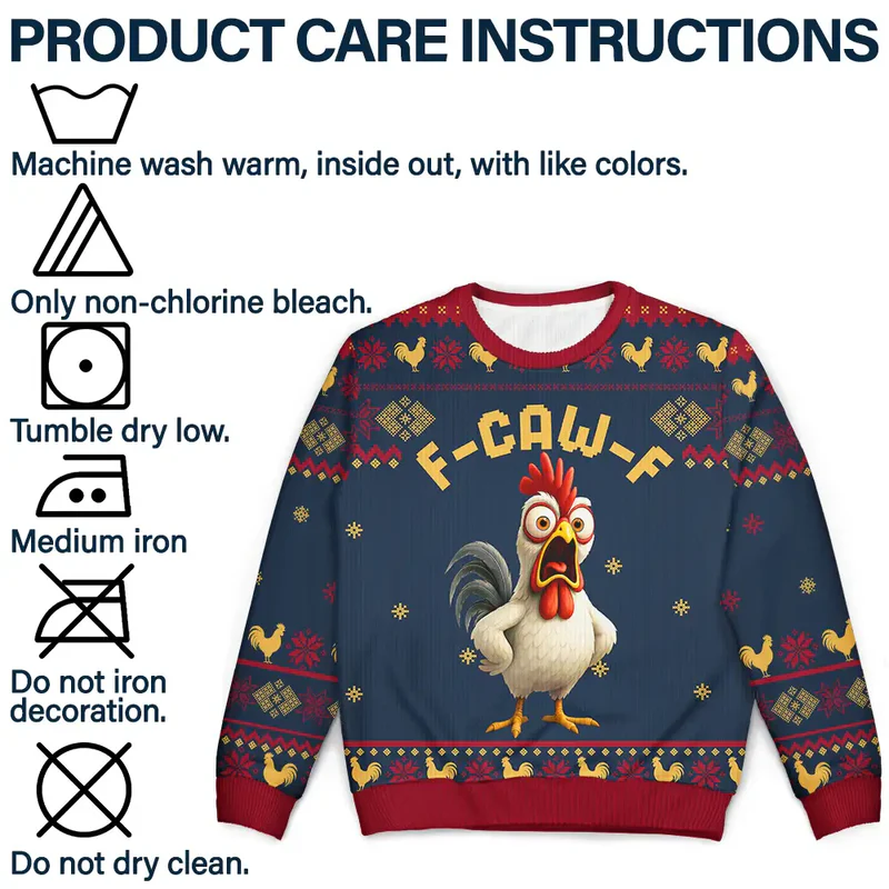 Funny Rooster Ugly Christmas Sweater for Adults - Holiday Humor Cloth MagicInPrints