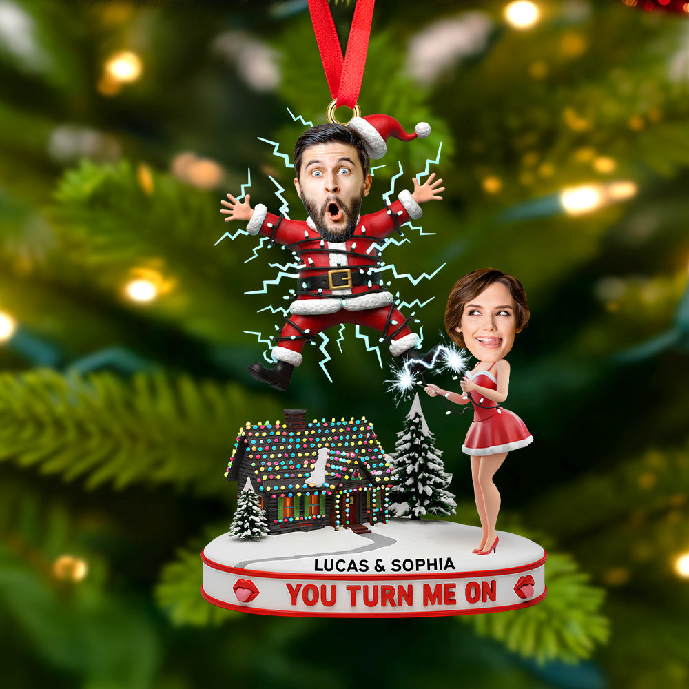 Fun Couple Electric Shock Ornament, Custom Photo Gifts For Couple Ornament MagicInPrints