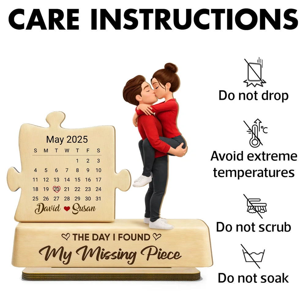 Personalized Couple Figurine with Date Puzzle - Romantic Anniversary Gift Plaque MagicInPrints