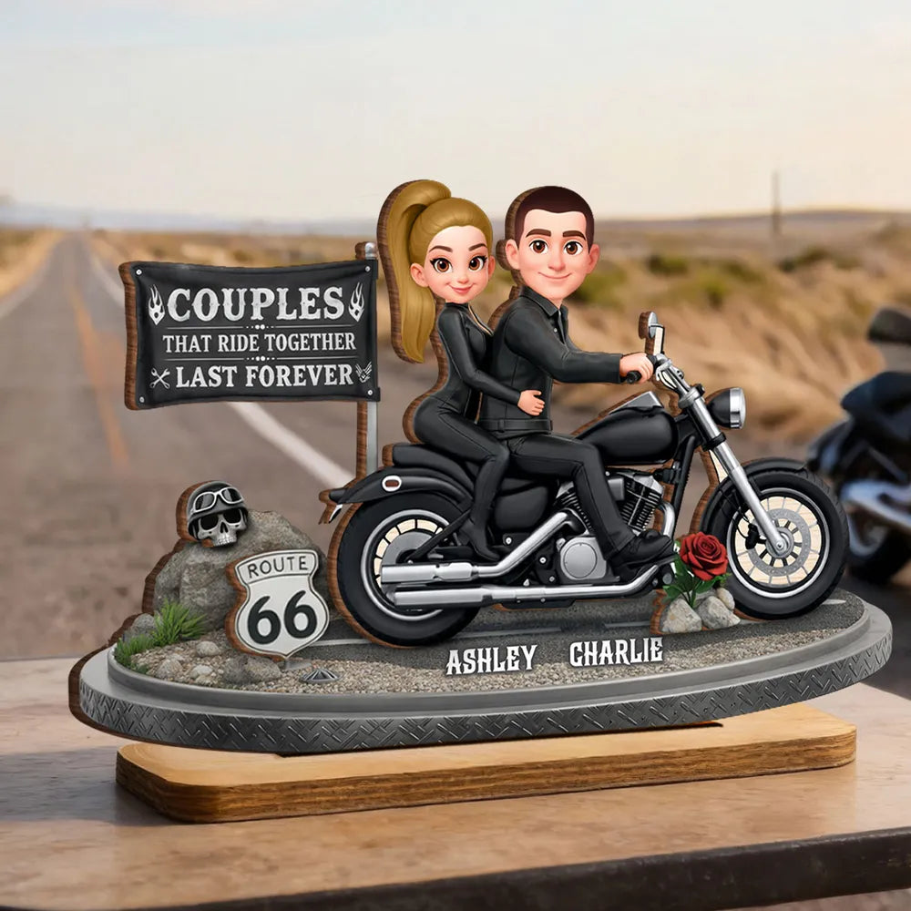 Custom Motorcycle Couple Figurine for Bikers - Romantic Gift Plaque MagicInPrints