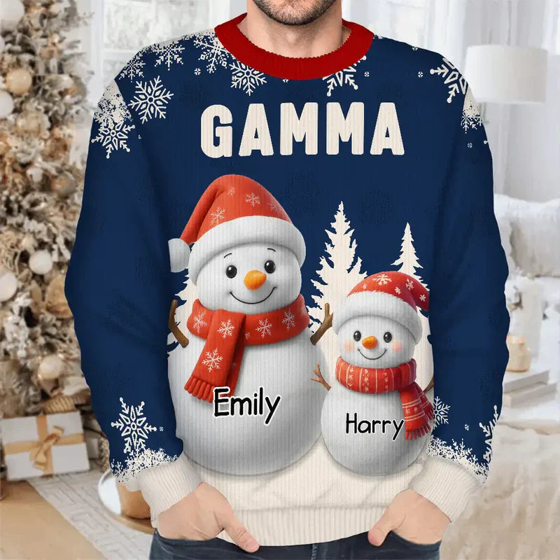 Personalized Christmas Sweatshirt for Grandma - Custom Snowman Family Design Cloth MagicInPrints