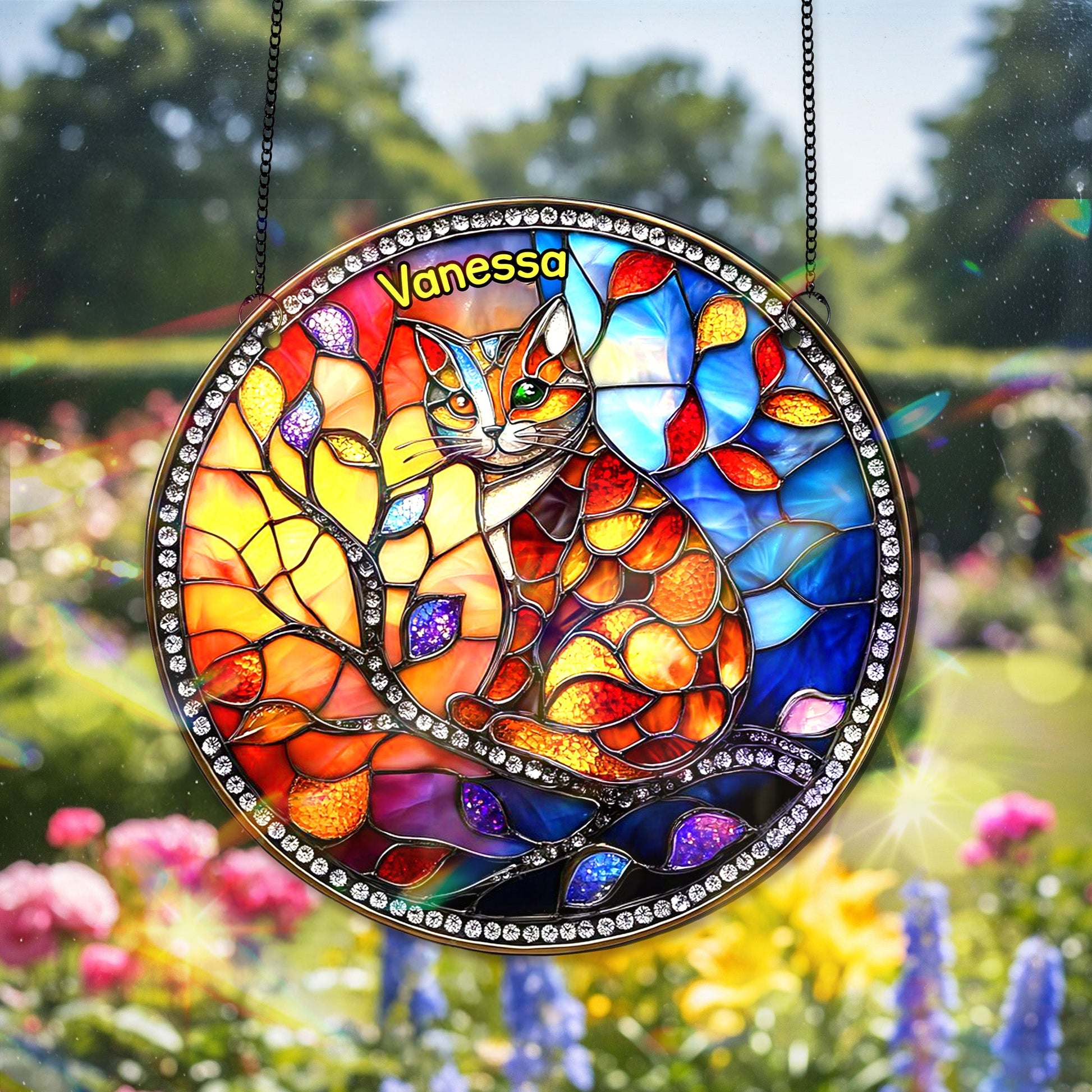 Colorful Cat Stained Glass - Personalized Gifts For Cat Lovers Ornament MagicInPrints