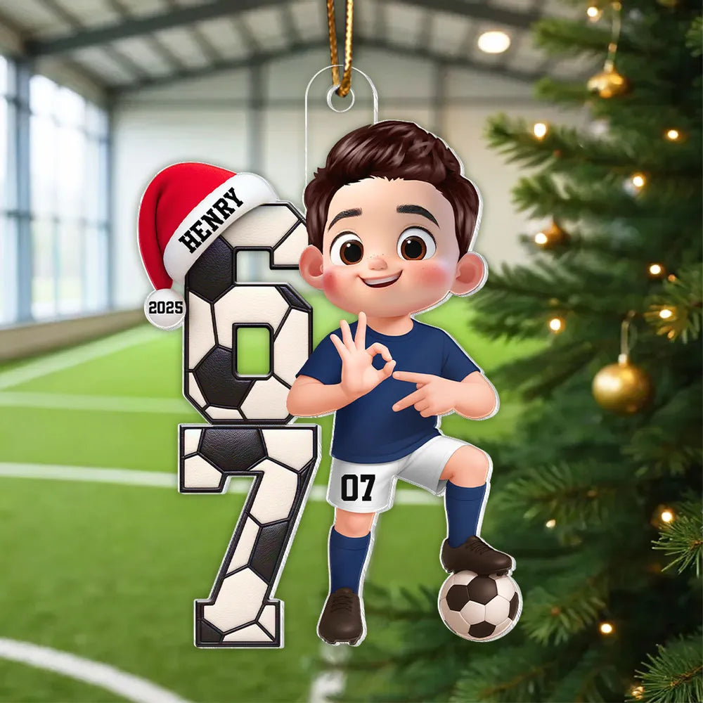 Personalized Soccer Player Christmas Ornaments for Kids - Holiday Gift Ornament MagicInPrints