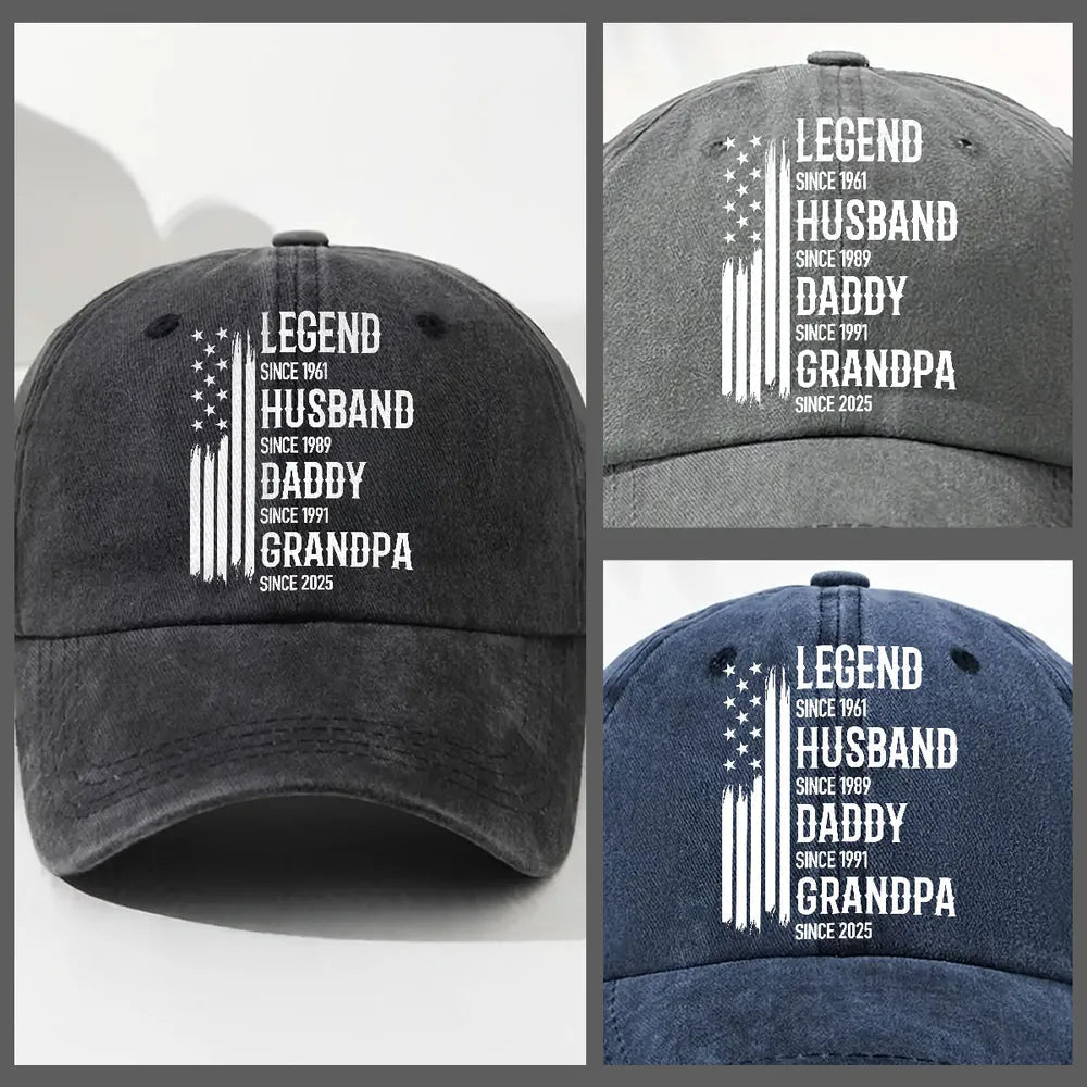 Custom Embroidered Dad Hat for Men - Legend Husband Daddy Grandpa Gift Hat MagicInPrints