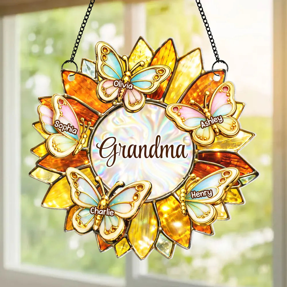Personalized Butterfly Sun Catcher for Grandma - Custom Names Gift Ornament MagicInPrints