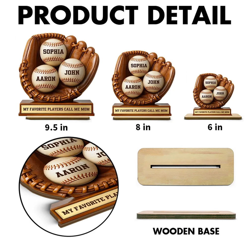 Personalized Baseball Glove Trophy for Mom - Custom Names Display Plaque MagicInPrints