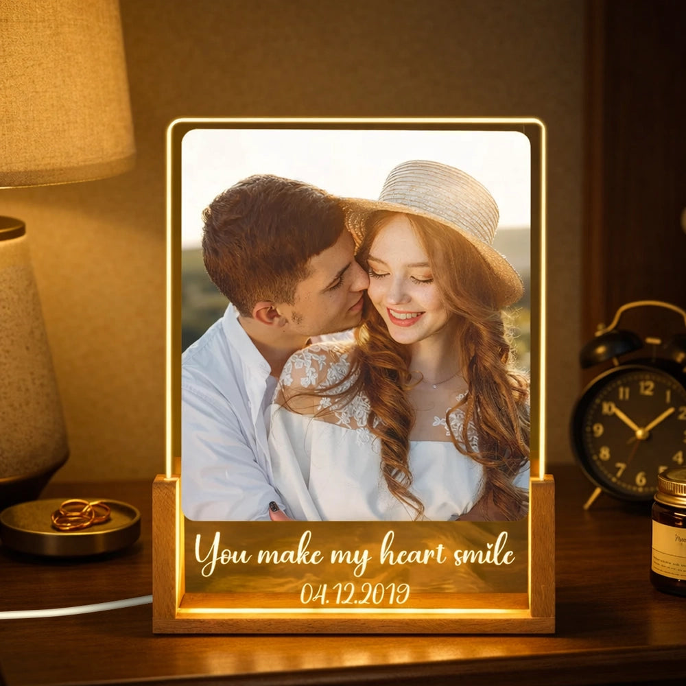 Personalized LED Photo Frame for Couples - Romantic Gift Plaque MagicInPrints