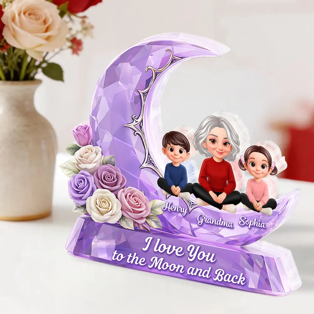 Personalized Moon and Back Acrylic Plaque for Grandma - Sentimental Gift Plaque MagicInPrints
