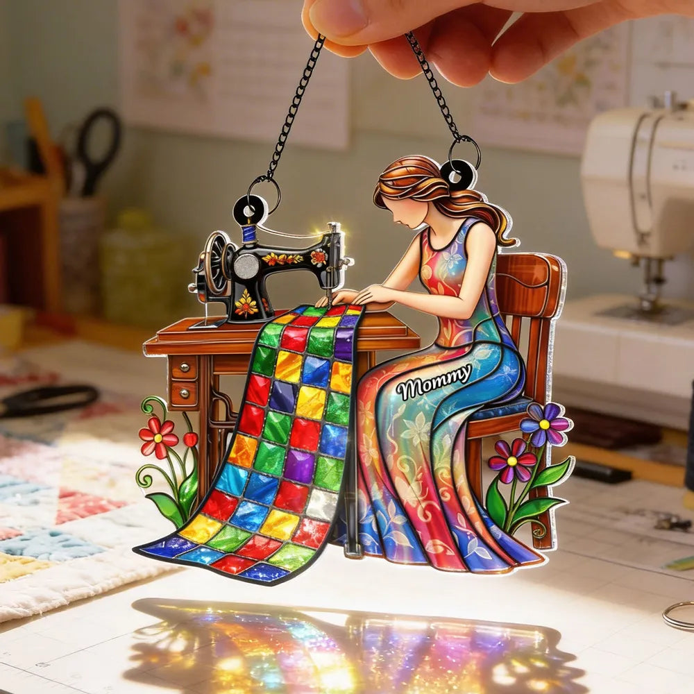 Personalized Stained Glass Sewing Art for Mom - Home Decor Gift Ornament MagicInPrints