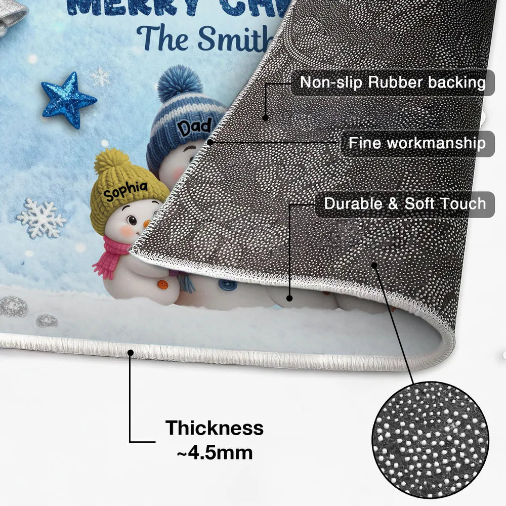 Personalized Family Christmas Doormat Snowman Theme - Holiday Decor Doormat MagicInPrints
