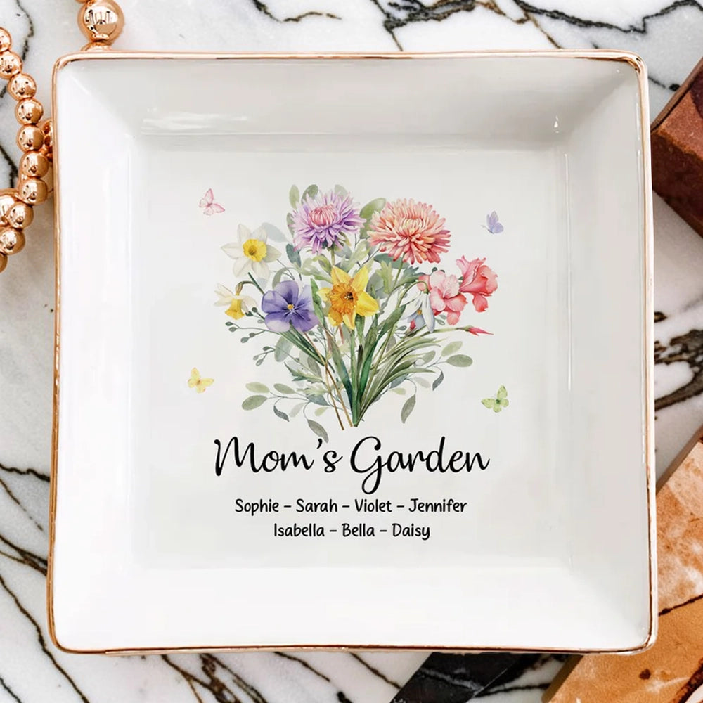 Personalized Ceramic Jewelry Tray for Mom's Garden - Mother's Day Gift Jewelry MagicInPrints