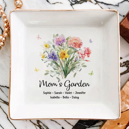 Personalized Ceramic Jewelry Tray for Mom's Garden - Mother's Day Gift Jewelry MagicInPrints