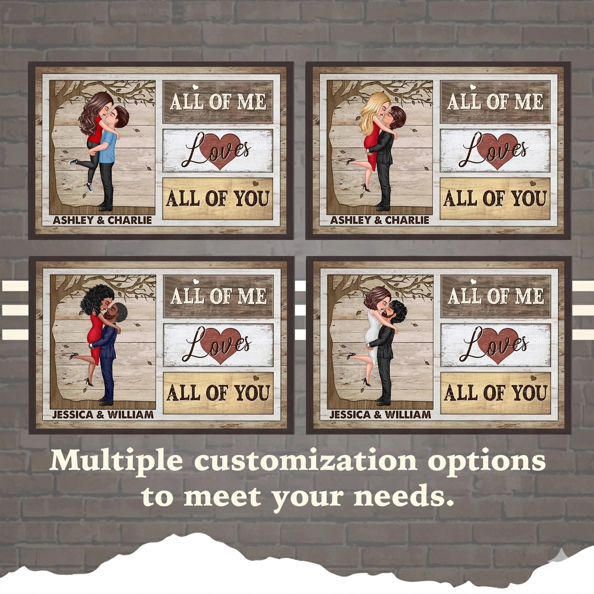 Personalized Romantic Canvas Print for Couples with Custom Names - Anniversary or Wedding Gift Other MagicInPrints