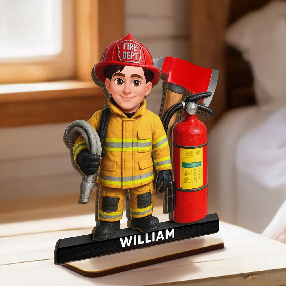 Custom Firefighter Figurine for Kids - Personalized Hero Gift Plaque MagicInPrints