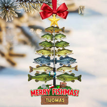 Load image into Gallery viewer, Merry Fishmas! Personalized Fisherman&#39;s Fish Tree Ornament - Custom Gifts for Fishing Enthusiasts Ornament MagicInPrints
