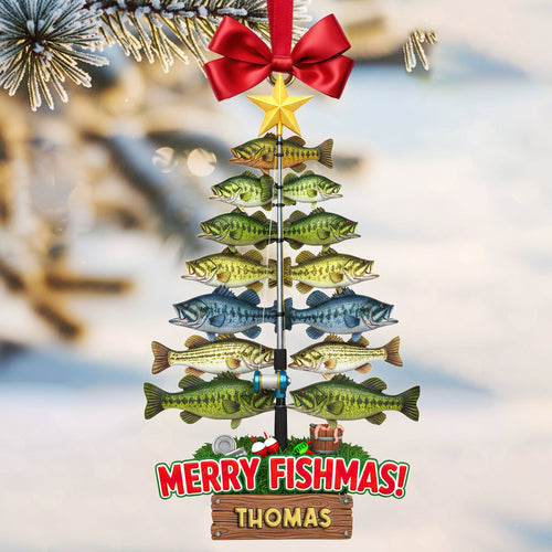 Merry Fishmas! Personalized Fisherman's Fish Tree Ornament - Custom Gifts for Fishing Enthusiasts Ornament MagicInPrints