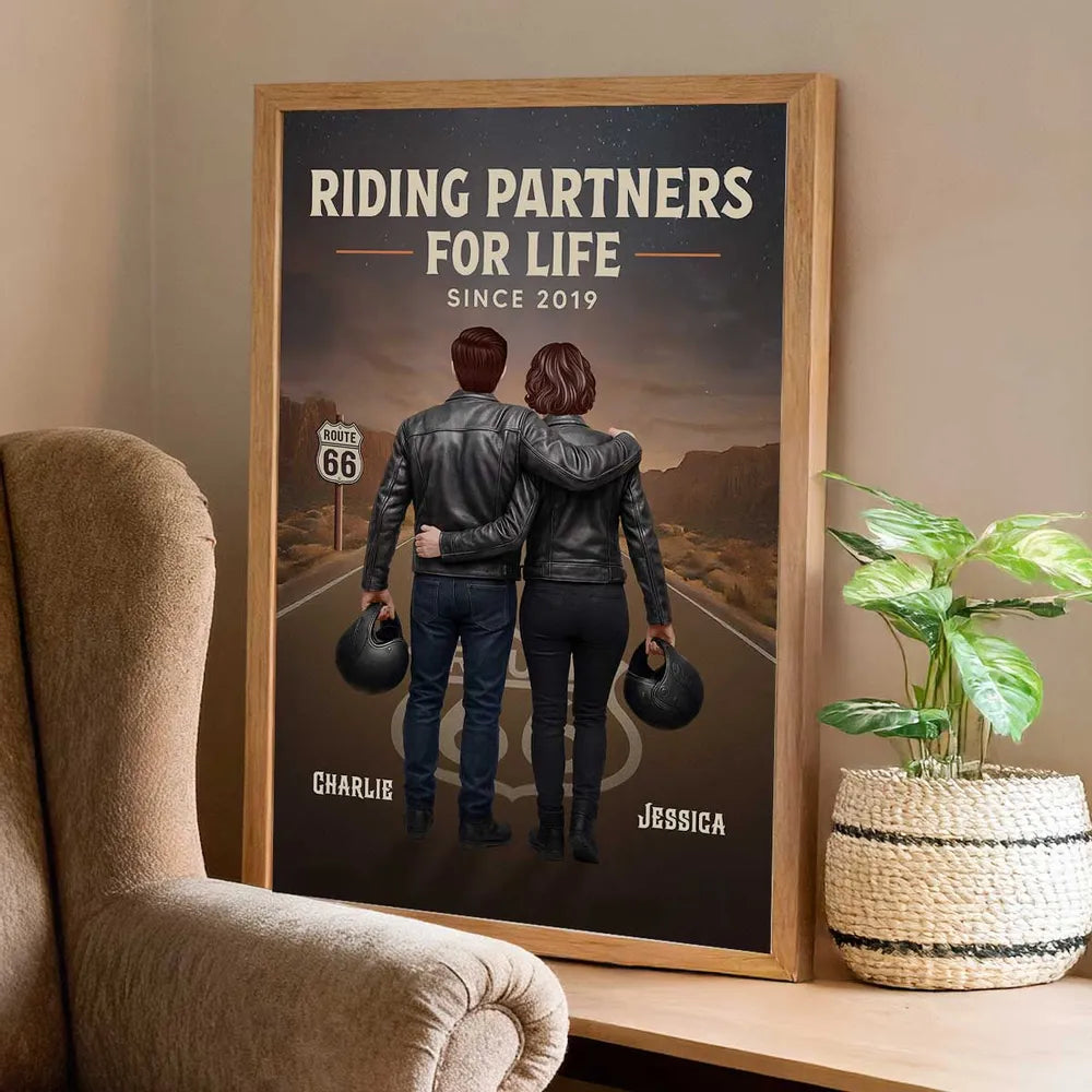 Personalized Couple Biker Poster for Motorcycle Enthusiasts - Anniversary Gift Poster or Canvas MagicInPrints
