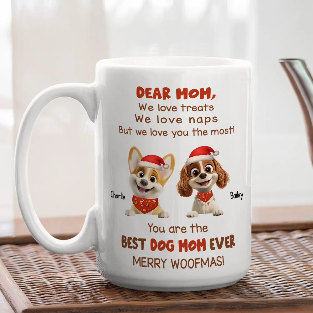 Personalized Dog Mom Christmas Mug for Mom - Festive Gift Cup MagicInPrints