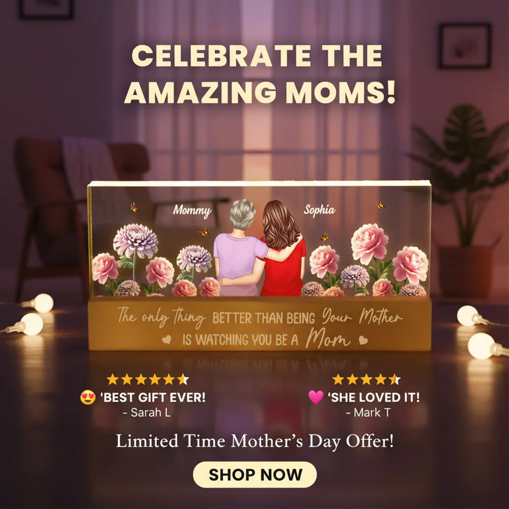 Personalized Mother-Daughter LED Light for Mom - Sentimental Gift Plaque MagicInPrints