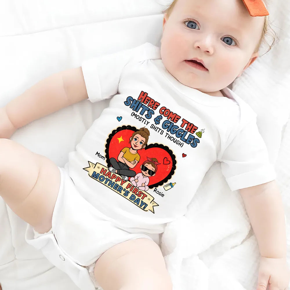 Personalized Baby Onesie for Mom and Baby - Funny First Mother's Day Gift Cloth MagicInPrints
