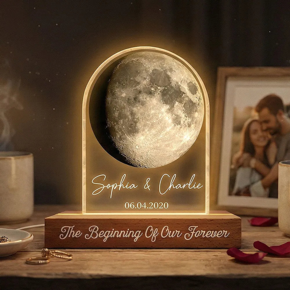Personalized Moon Lamp for Couples - Romantic Anniversary Gift Plaque MagicInPrints