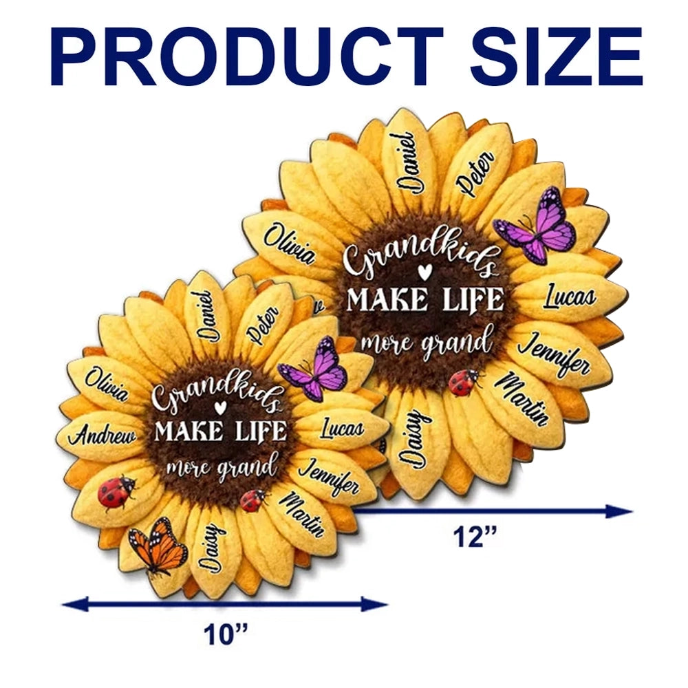 Personalized Sunflower Door Sign for Grandparents - Custom Names Decoration Sign MagicInPrints