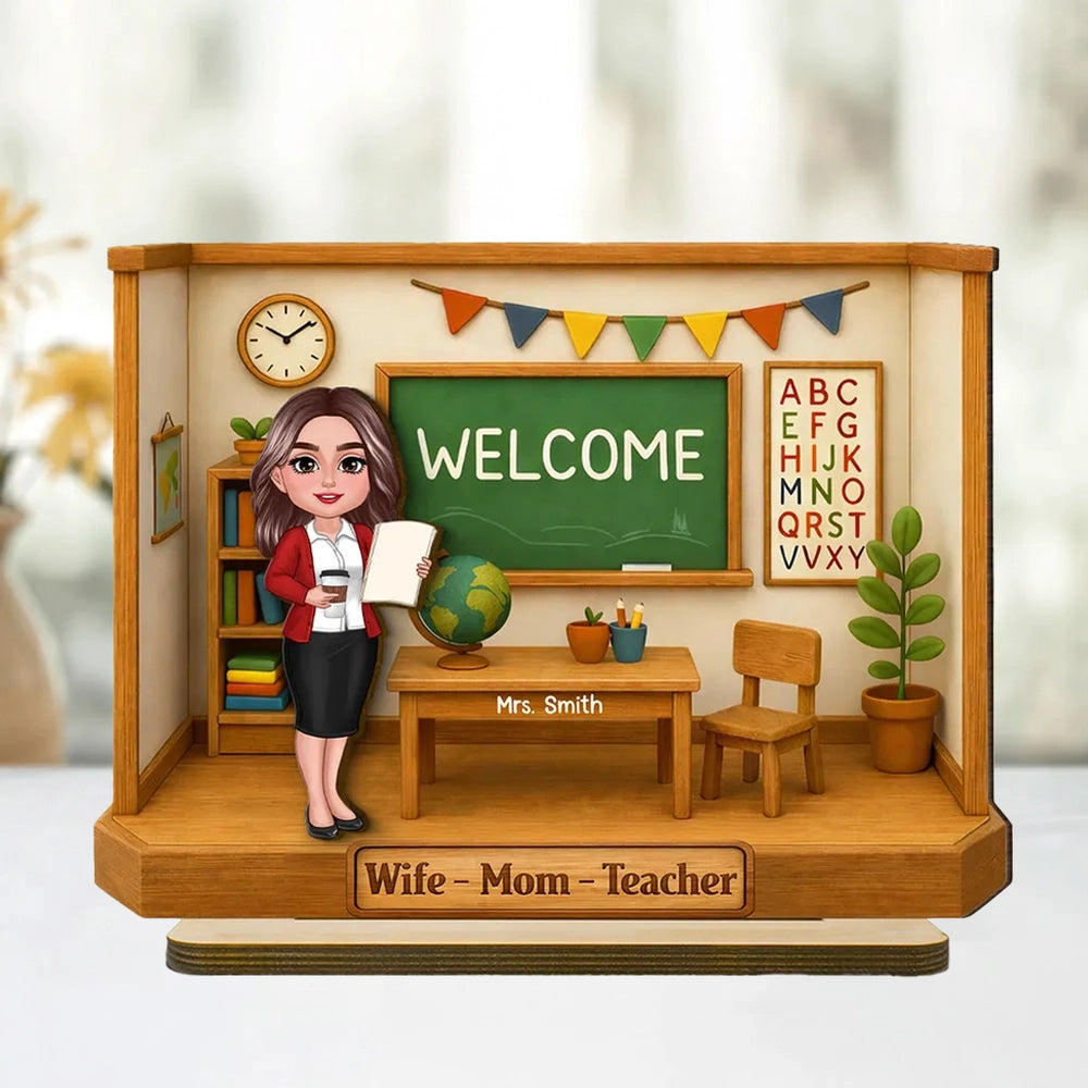 Personalized Teacher Desk Nameplate for Mom - Classroom Decor Gift Plaque MagicInPrints