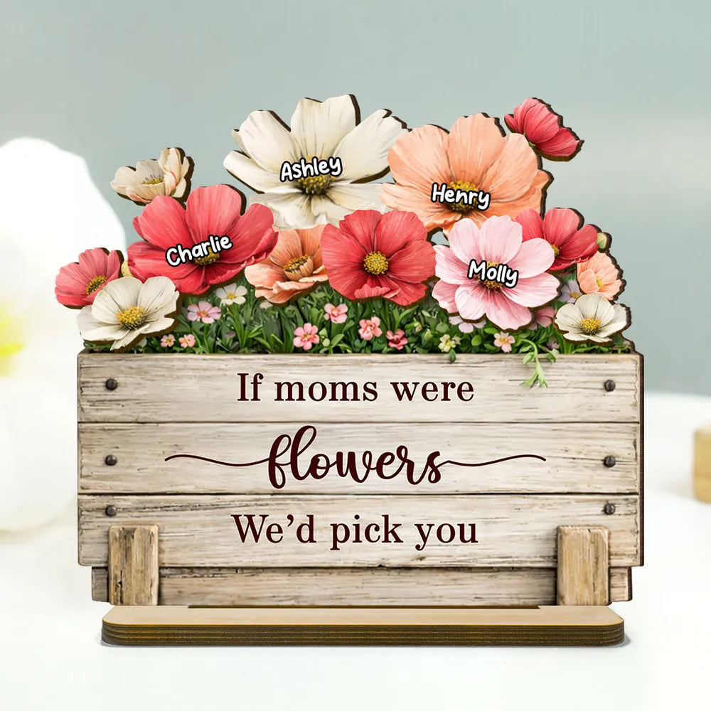 Personalized Wooden Flower Display for Moms - Sentimental Gift Plaque MagicInPrints