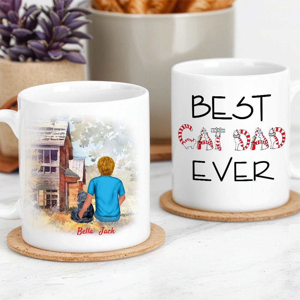 Personalized Cat Dad Mug for Men with Custom Names - Perfect Gift for Father's Day Cup MagicInPrints