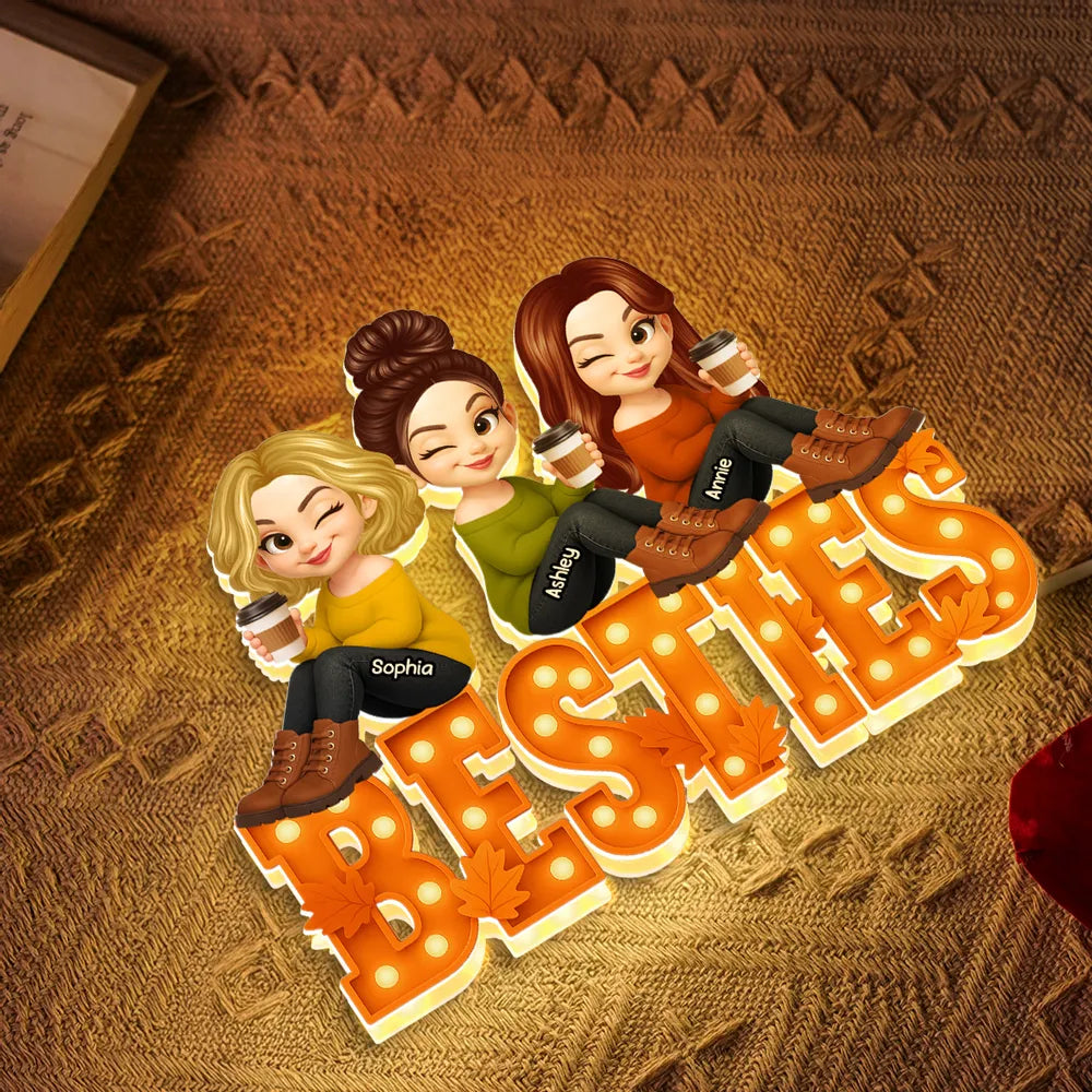 Personalized Besties LED Light for Friends - Cozy Home Decor Gift Plaque MagicInPrints