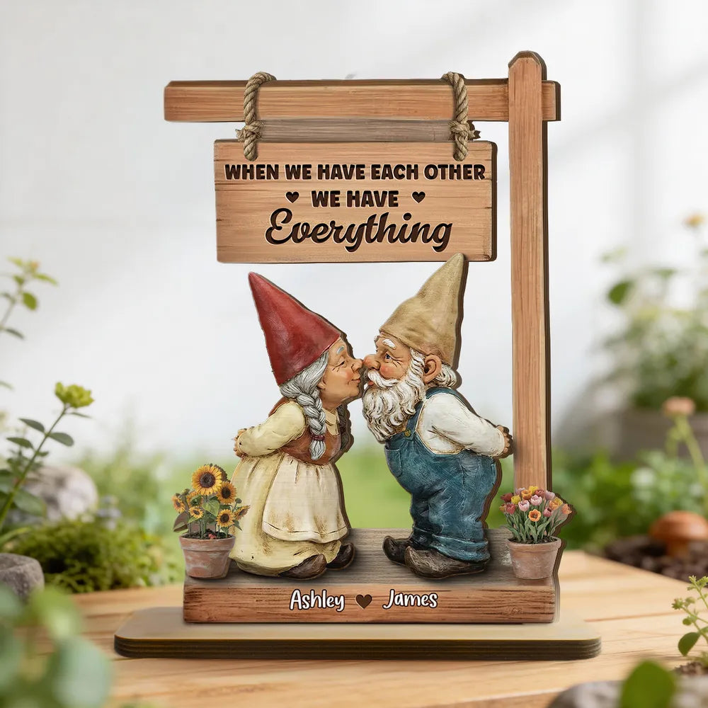 Personalized Gnome Couple Figurine for Couples - Romantic Home Decor Plaque MagicInPrints